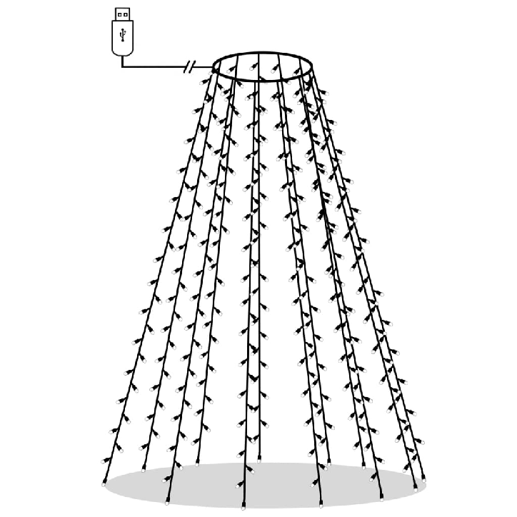 Kalėdų eglutės girlianda, 210 LED lempučių, 210cm