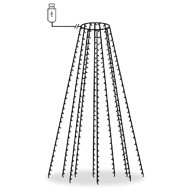 Kalėdinė girlianda eglutei-tinklas su 300 LED lempučių, 300cm