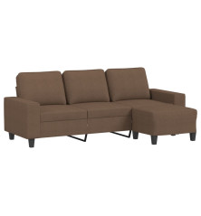 Trivietė sofa su pakoja, rudos spalvos, 180cm, audinys