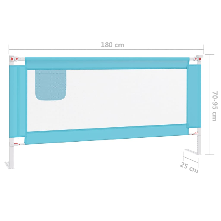 Apsauginis turėklas vaiko lovai, mėlynas, 180x25cm, audinys