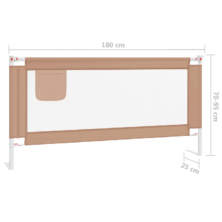 Apsauginis turėklas vaiko lovai, taupe, 180x25cm, audinys