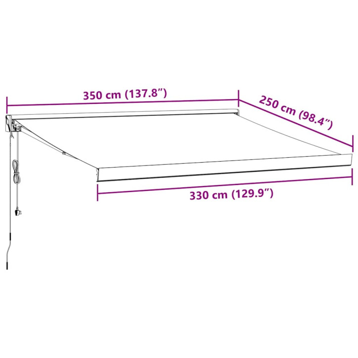 Automatinė ištraukiama markizė, bordo spalvos, 350x250cm