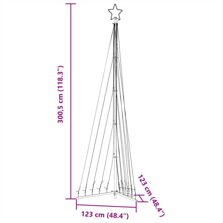 Šviečianti Kalėdų eglutė, 495 mėlynos LED, 300,5cm