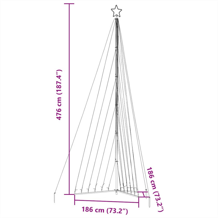 Šviečianti Kalėdų eglutė, 789 šiltos LED, 476cm