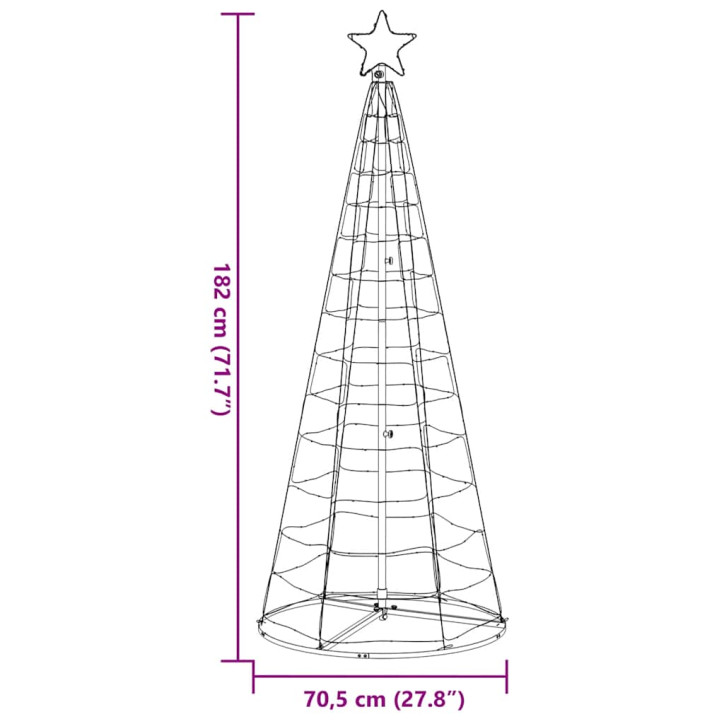 Šviečianti Kalėdų eglutė, 200 mėlynos LED, 182cm, kūgio formos