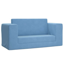 Vaikiška dvivietė sofa-lova, mėlynos spalvos, minkštas pliušas