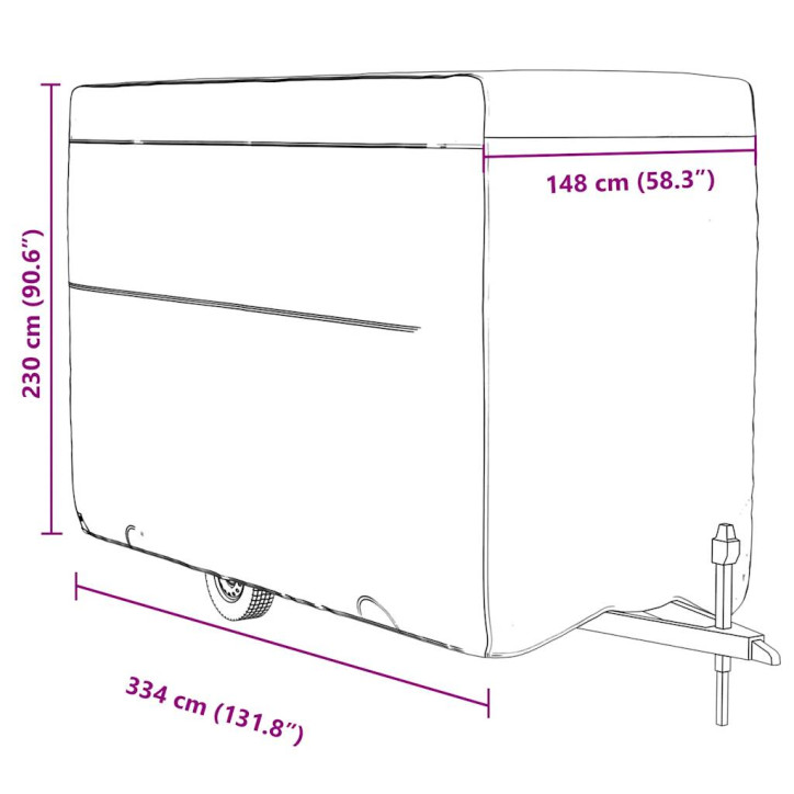 Arklio priekabos dangtis, pilka, 334x148x230cm, audinys