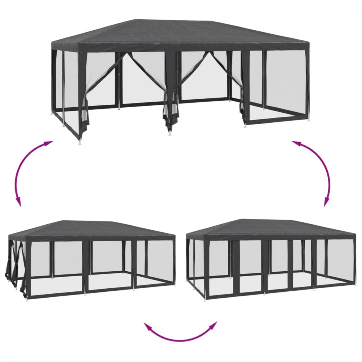 Proginė palapinė su 10 sienomis, antracito, 6x4m, HDPE