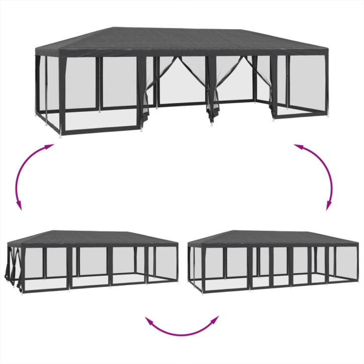 Proginė palapinė su 12 sienomis, antracito, 8x4m, HDPE