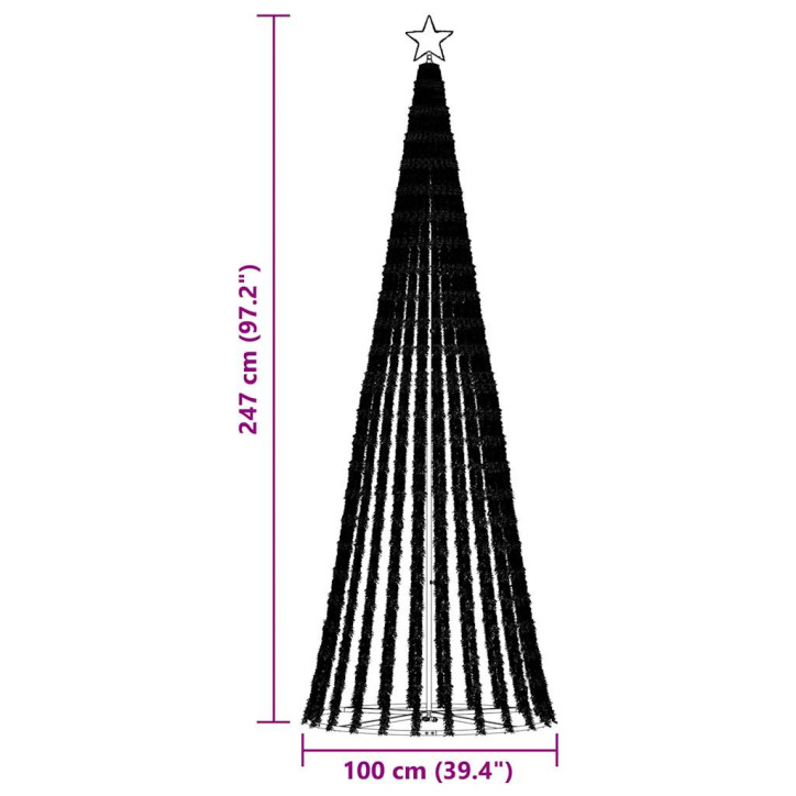 Šviečianti Kalėdų eglutė, 475 mėlynos LED, 247cm, kūgio formos