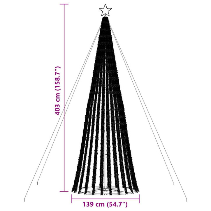 Šviečianti Kalėdų eglutė, 1028 šaltos LED, 403cm, kūgio formos