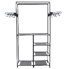 Drabužių kabykla, plienas ir neaust. aud., 87x44x158cm, juoda