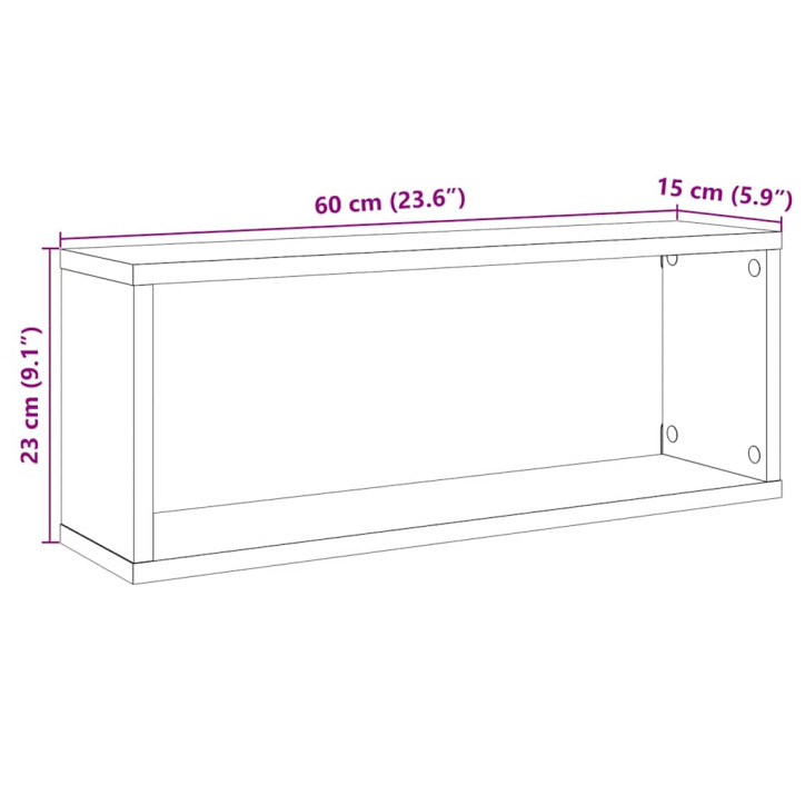 Sieninės lentynos, 2vnt., medienos, 60x15x23cm, MDP