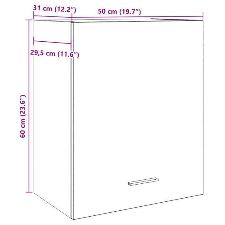 Pakabinama spintelė, betono pilkos spalvos, 50x31x60cm, MDP