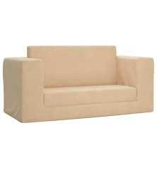 Vaikiška dvivietė sofa-lova, kreminės spalvos, minkštas pliušas