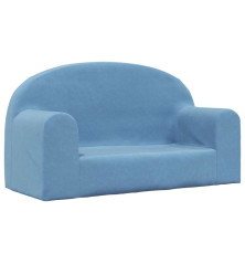 Vaikiška dvivietė sofa, mėlynos spalvos, minkštas pliušas