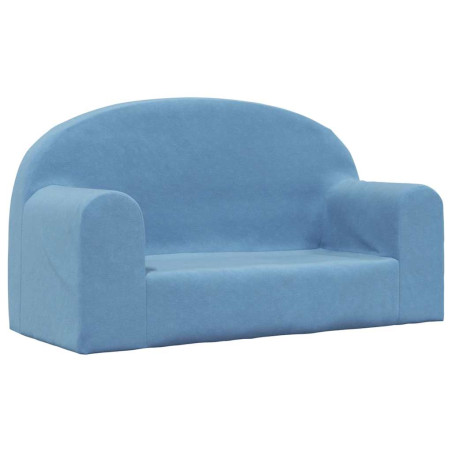 Vaikiška dvivietė sofa, mėlynos spalvos, minkštas pliušas