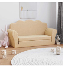 Vaikiška dvivietė sofa-lova, kreminės spalvos, minkštas pliušas