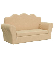 Vaikiška dvivietė sofa-lova, kreminės spalvos, minkštas pliušas