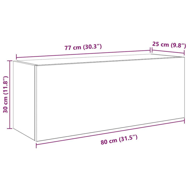 Sieninė vonios kambario spintelė, baltos, 80x25x30cm, mediena