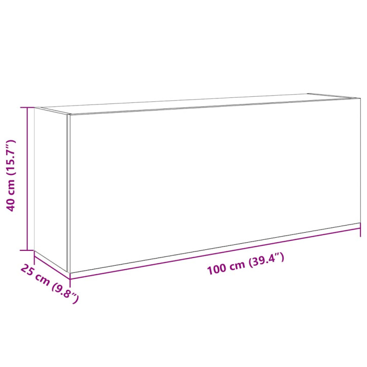 Sieninė vonios kambario spintelė, juodos, 100x25x40cm, mediena