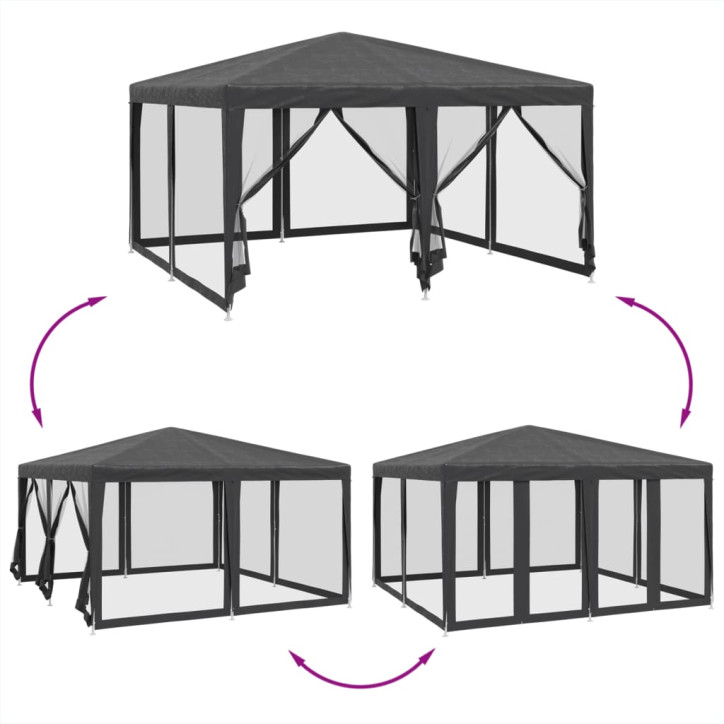 Proginė palapinė su 8 sienomis, antracito, 4x4m, HDPE