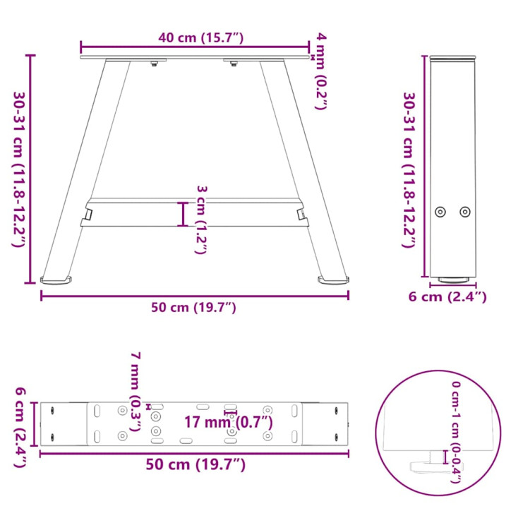 Kavos staliuko kojelės, A formos, 2 vnt., juoda, 50x(30-31)cm