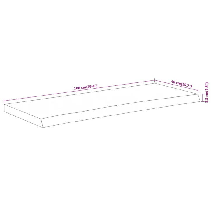 Stalviršis, 100x40x3,8cm, akacijos masyvas, su gyvu kraštu