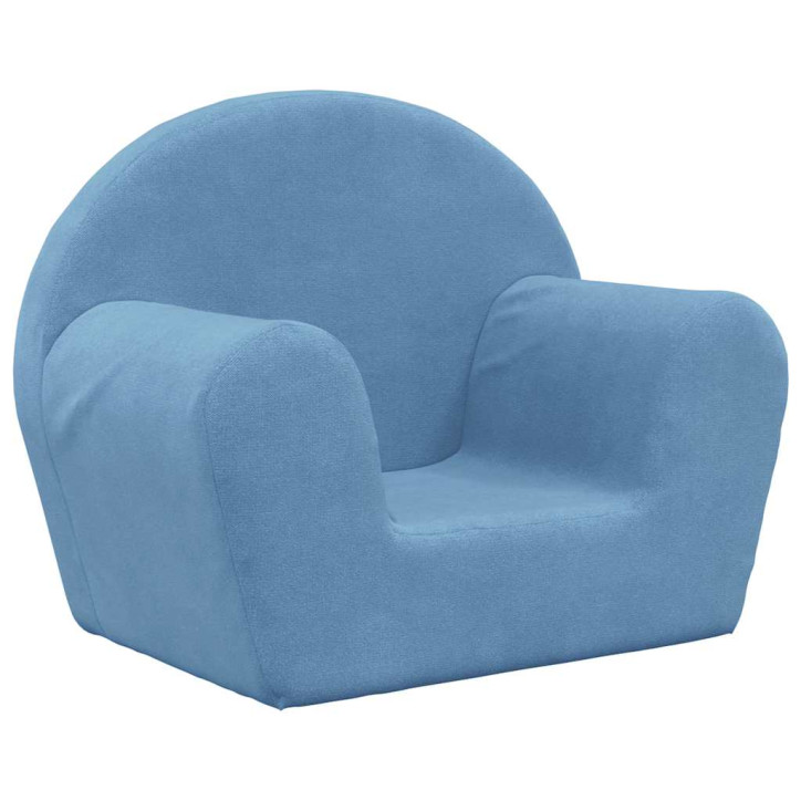 Vaikiška sofa, mėlynos spalvos, minkštas pliušas