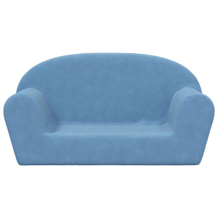 Vaikiška dvivietė sofa, mėlynos spalvos, minkštas pliušas