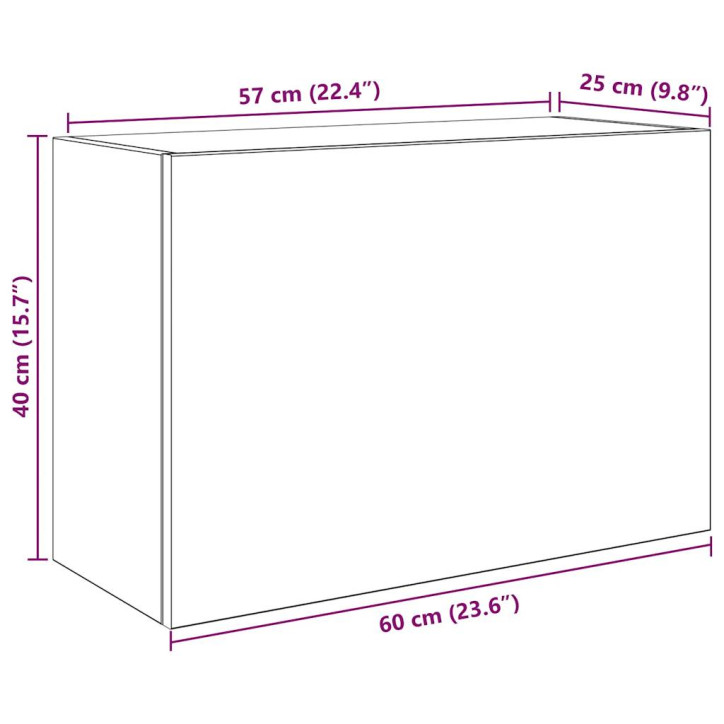 Sieninė vonios kambario spintelė, baltos, 60x25x40cm, mediena