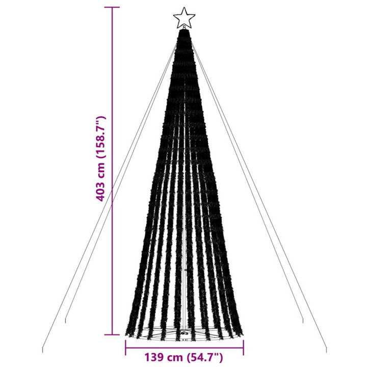 Šviečianti Kalėdų eglutė, 1028 mėlynos LED, 403cm, kūgio formos