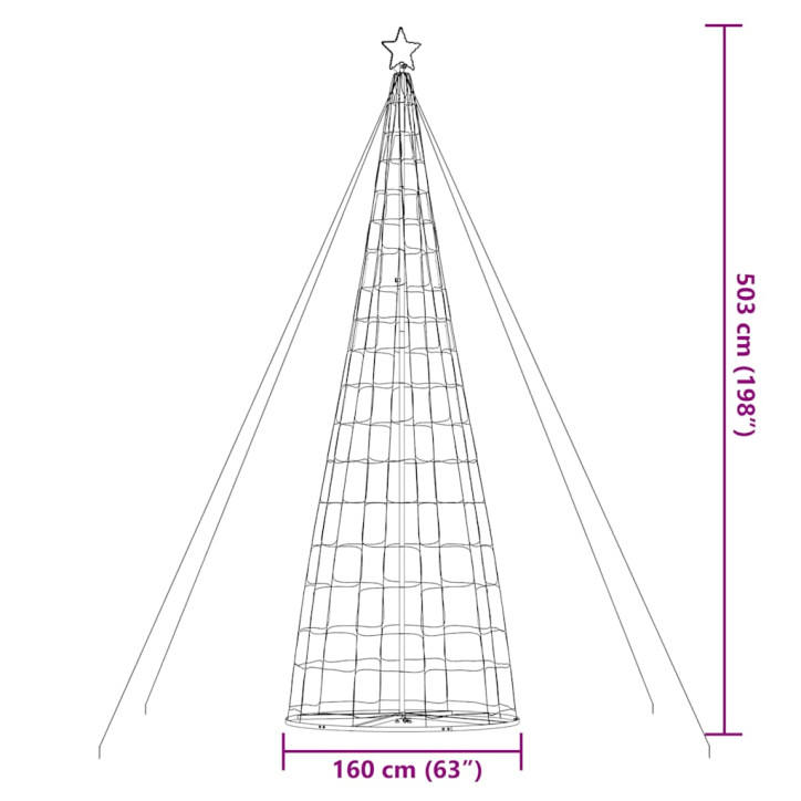 Šviečianti Kalėdų eglutė, 1534 šiltos LED, 503cm, kūgio formos