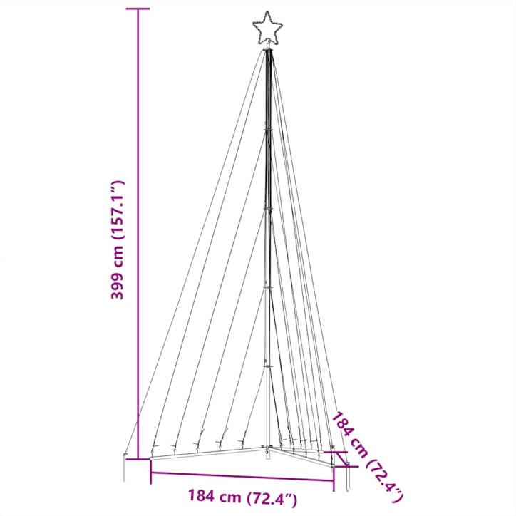 Šviečianti Kalėdų eglutė, 570 šiltos LED, 399cm