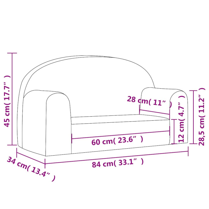 Dvivietė vaikiška sofa, kreminės spalvos, minkštas pliušas