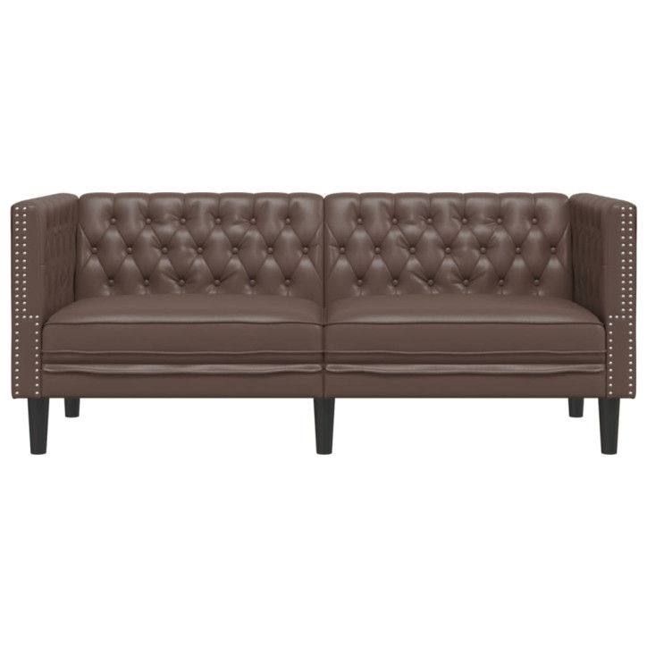 Dvivietė chesterfield sofa, rudos spalvos, dirbtinė oda