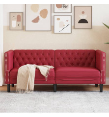 Dvivietė chesterfield sofa, raudonojo vyno sp., dirbtinė oda