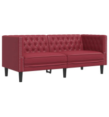 Dvivietė chesterfield sofa, raudonojo vyno sp., dirbtinė oda