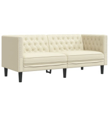 Dvivietė chesterfield sofa, kreminės spalvos, dirbtinė oda