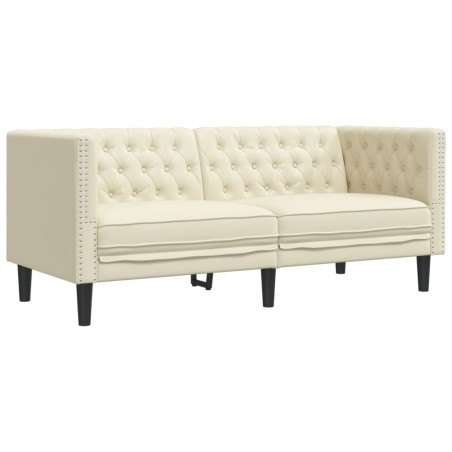 Dvivietė chesterfield sofa, kreminės spalvos, dirbtinė oda