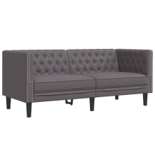 Dvivietė chesterfield sofa, pilkos spalvos, dirbtinė oda