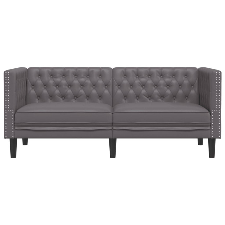 Dvivietė chesterfield sofa, pilkos spalvos, dirbtinė oda