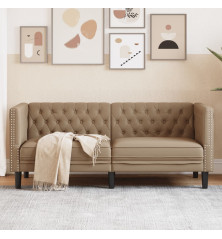 Dvivietė chesterfield sofa, kapučino spalvos, dirbtinė oda