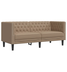 Dvivietė chesterfield sofa, kapučino spalvos, dirbtinė oda