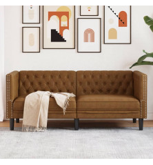 Dvivietė chesterfield sofa, rudos spalvos, dirbtinė versta oda