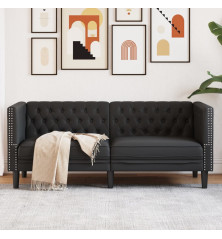 Dvivietė chesterfield sofa, juodos spalvos, dirbtinė oda