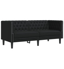 Dvivietė chesterfield sofa, juodos spalvos, dirbtinė oda