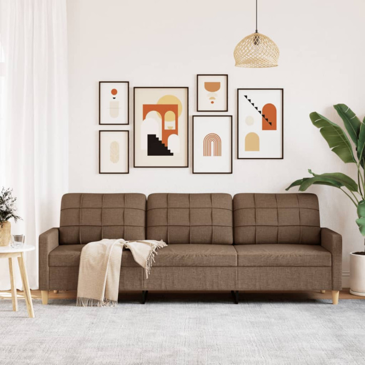 Trivietė sofa, rudos spalvos, 210cm, audinys