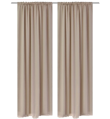 130374 2 pcs Cream Slot-Headed Blackout Curtains 135 x 245 cm