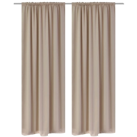 130374 2 pcs Cream Slot-Headed Blackout Curtains 135 x 245 cm